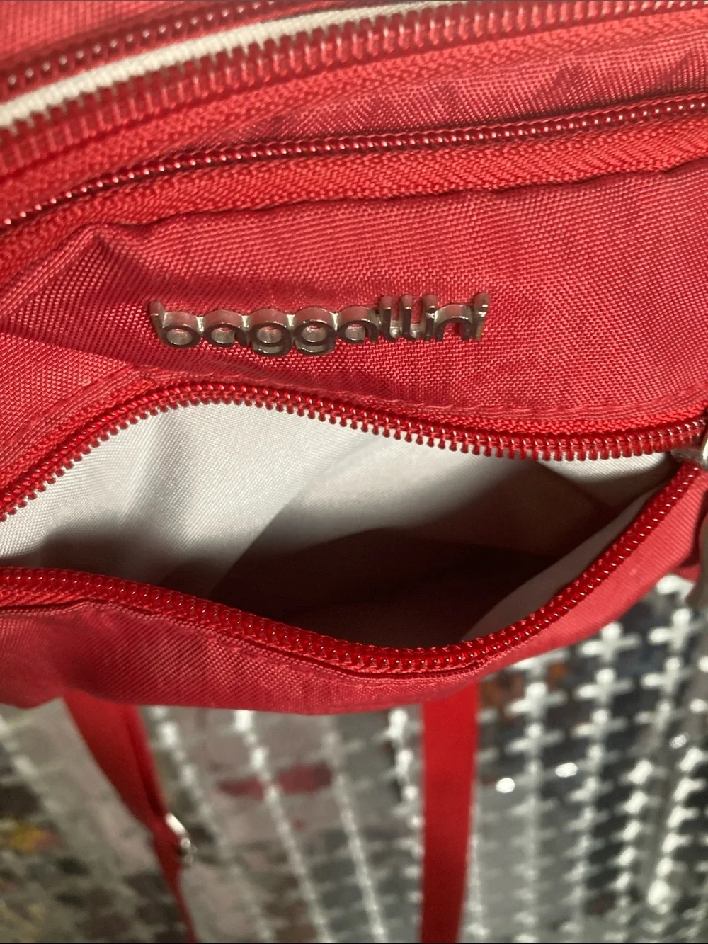 Baggallini Red Multi-Zip Crossbody with Adjustable Strap